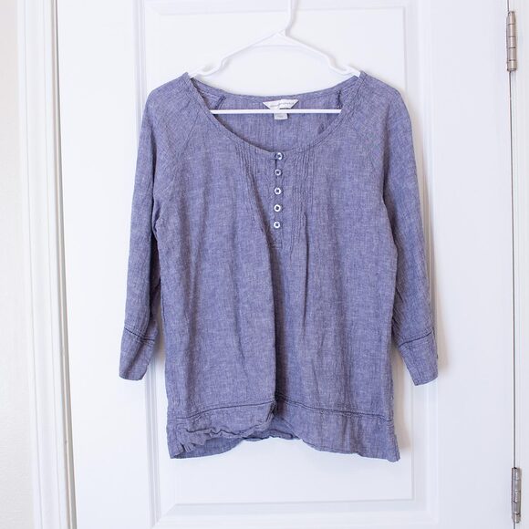 Boho VTG Linen Shirt Rugged Stitch Oversized Top C&B Lagenlook S | Soft Summer - Picture 1 of 8